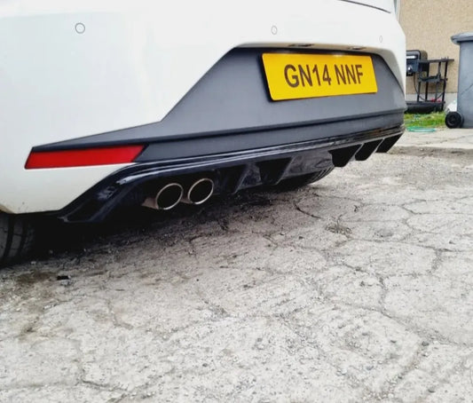 SEAT LEON MK3 FR REAR DIFFUSER 2012-2016 GLOSS BLACK